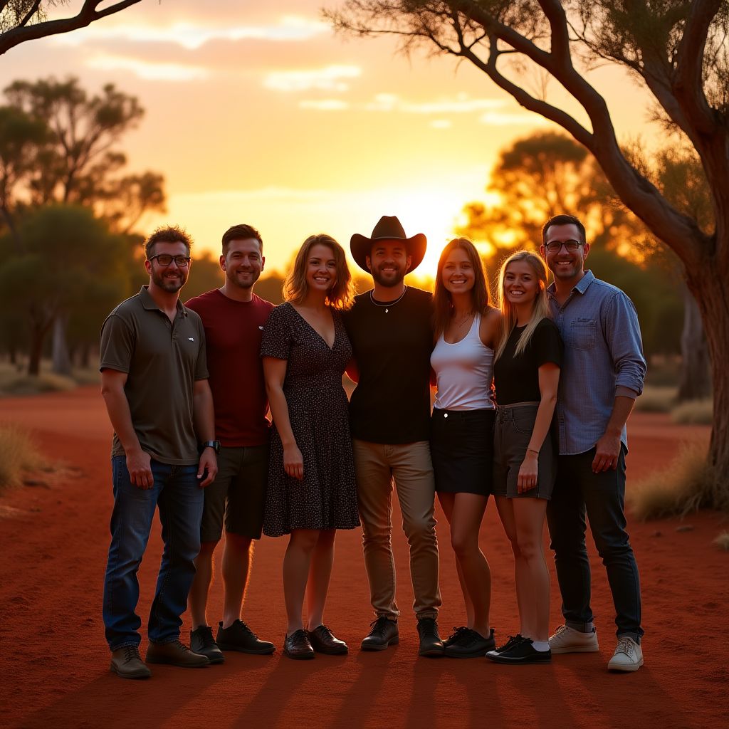 Team members in the Australian outback
