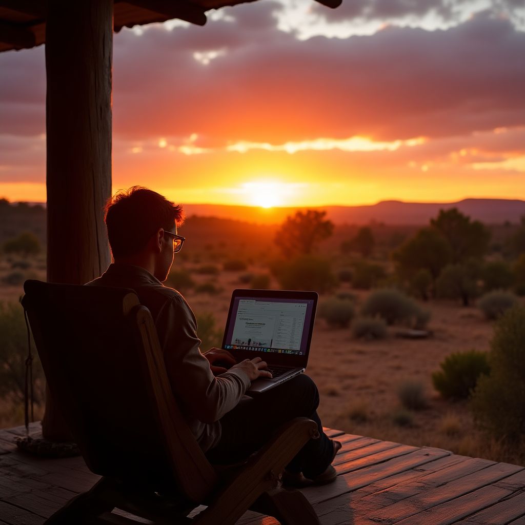 Remote worker in outback